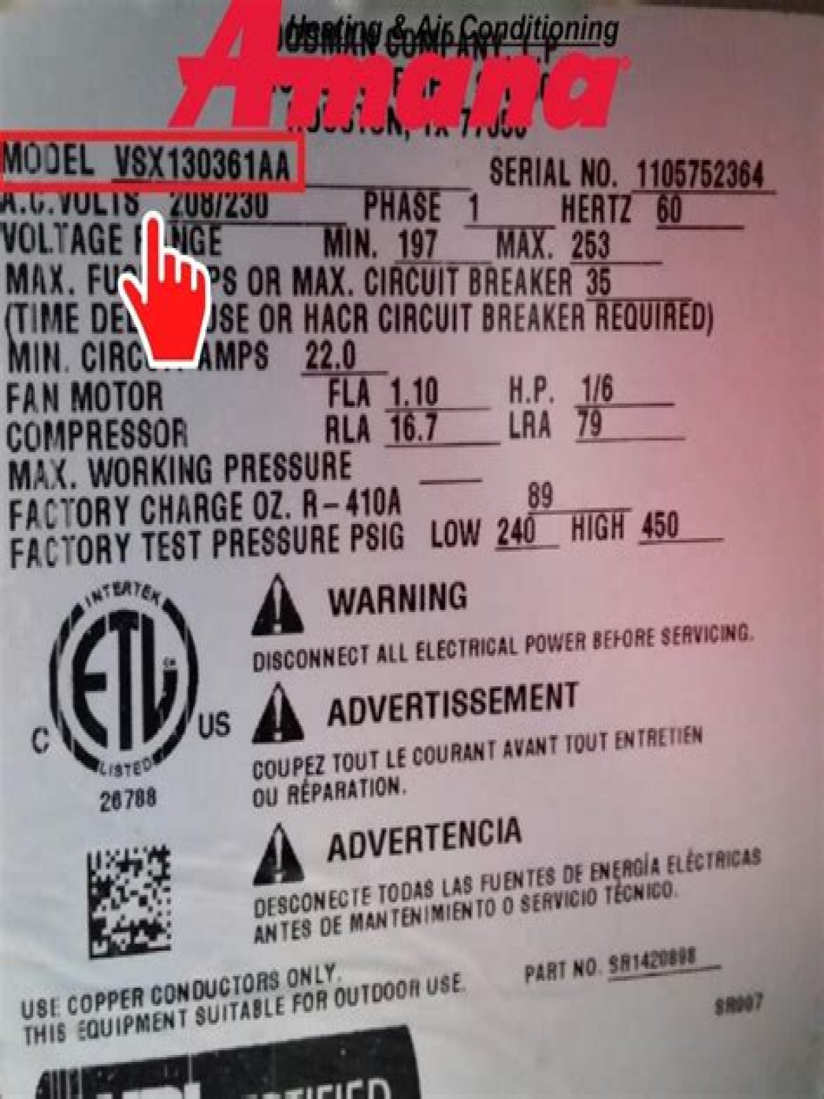 How do I read my Amana model number