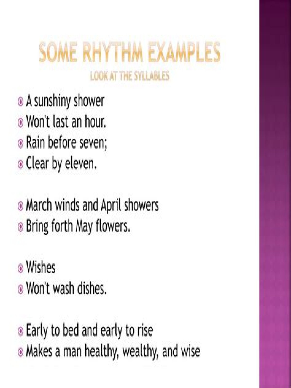 What are some examples of rhythm