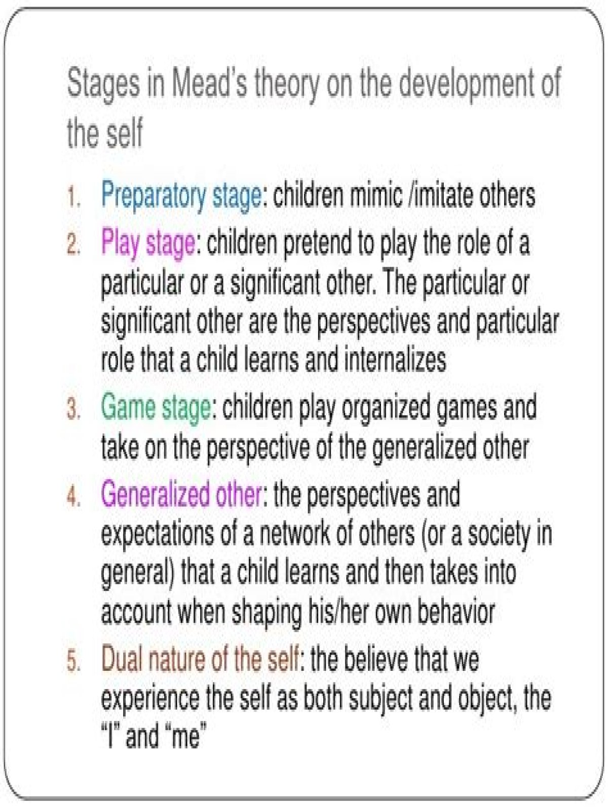 What is an example of Meads theory