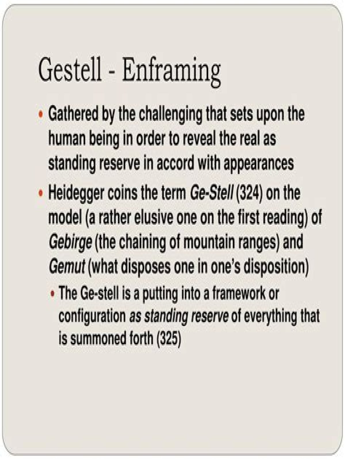 What is Enframing and standing reserve